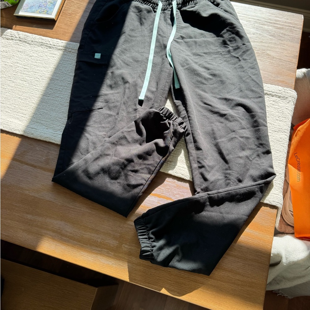 Black Women's Joggers with Mint Drawcord